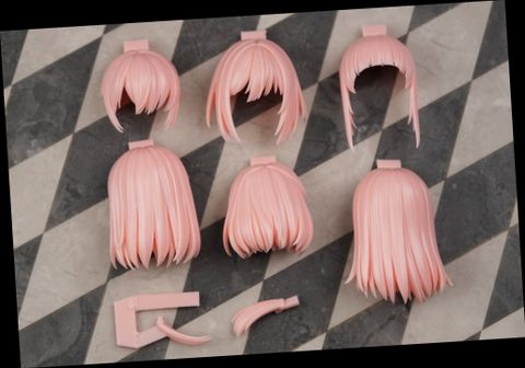 フレームアームズ・ガール 改造パーツセット 髪の毛02 ピンク